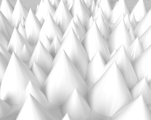 Three dimensional model. Pointed white peaks.