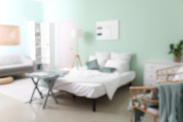 Sticker - Blurred view of light bedroom interior