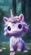 Vertical of a cute unicorn in the woods