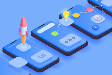 Mobile Applications Isometric Background