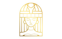 Beautiful Cleopatra Hair Line Art Logo Design