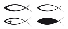 Christian Fish Symbols - Different Isolated Illustrations
