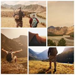 Canvas Print - collage of hiking