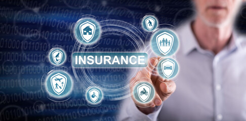 Poster - Man touching an insurance concept