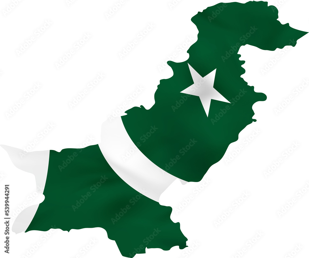 Pakistan map with waving flag. Stock Illustration | Adobe Stock