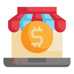 online business shop store payment flat icon