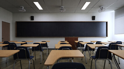 Wall Mural - empty classroom without student, 3d rendering