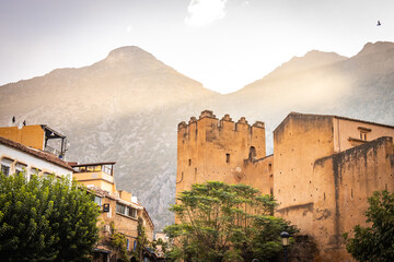 Wall Mural - kasbah in chefchaouen, morocco, warm evening light, north africa