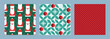 © tasty_cat - Christmas holiday abstract seamless pattern set. Vector illustration. Collection of red and green geometric ornament with santa claus background tile. Design for xmas wrapping paper, fabric