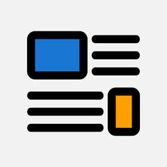 Layout icon in filled line style, use for website mobile app presentation