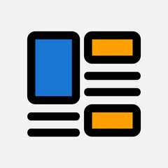 Layout icon in filled line style, use for website mobile app presentation