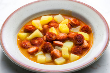 Wall Mural - sausage goulash soup with potatoes