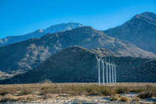 Palm Springs, California- Wind Turbines On A Desert At The Mountainside