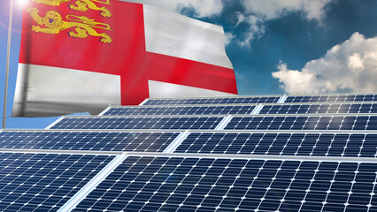 Wall Mural - Solar panel, photovoltaic, alternative electricity source - concept of sustainable resources renewable energy Green energy sustainability power flag wave sunset