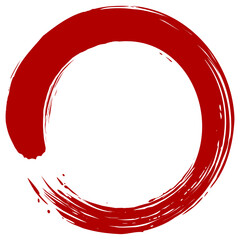 Wall Mural - Red Zen Enso Japanese Circle Brush Stroke Sumi-e Vector Illustration Ink Logo Design Art