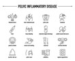 © missbobbit - Pelvic Inflammatory Disease vector icon set. Line editable medical icons.