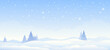 Vector illustration of a winter morning landscape, light blue panoramic banner