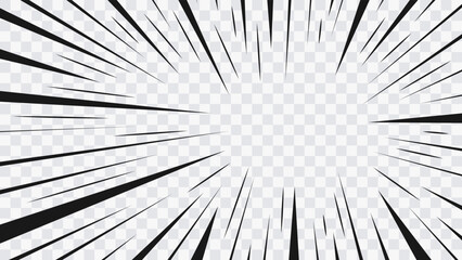 Wall Mural - abstract comic book flash explosion radial lines on transparent background. vector illustration supe