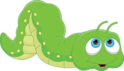 Poster - cute caterpillar cartoon on white background