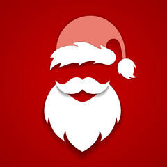 Wall Mural - Santa Claus mask, beard and hat vector cartoon