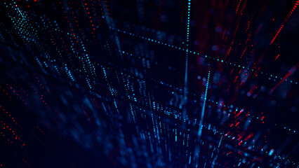 Wall Mural - big data technology background. microchip and computer parts. city of the future. 3d rendering
