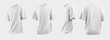 Set Mockup of a white oversized t-shirt 3D rendering, with a round neck, universal clothing for women, men, isolated on background. Template of fashion clothes for branding, place for design