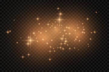 Wall Mural - golden star dust light effect isolated on transparent. stock royalty free vector illustration
