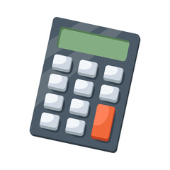 Calcuator for math classes vector illustration. School supplies, cartoon drawing of calculator isolated on white background. Back to school, education concept