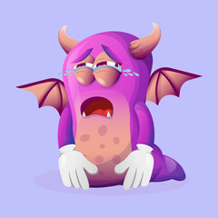 Wall Mural - Cute purple monster crying