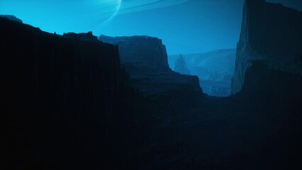 Wall Mural - 3d animated planet with moon-like saturn in space looking like an alien planet