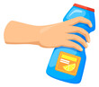 Cleaning powder container in hand. Household cleaning icon