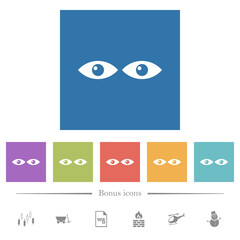 Poster - Watching eyes solid flat white icons in square backgrounds