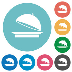 Poster - Open food tray flat round icons