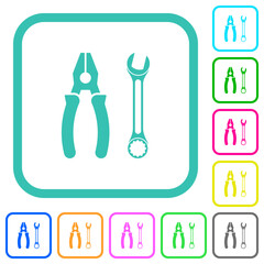 Canvas Print - Combined pliers and wrench vivid colored flat icons