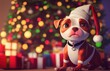 © Brian - 3D Rendered pitbull with Santa hat for the 2022 Christmas holiday season. Traditional Santa red and white hat with modern kid-friendly animation style. Bright and colorful seasonal 2022 special ed