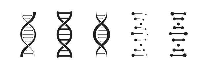 DNA icon set. DNA Structure molecule icon.  Chromosome icons. Vector illustration