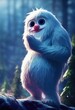 3D Rendered Yeti (Abominable Snowman) the mythical winter sasquatch with white fur that stalks the woods during the snowy seasons. Realistic fur with a modern animation look for the winter holidays