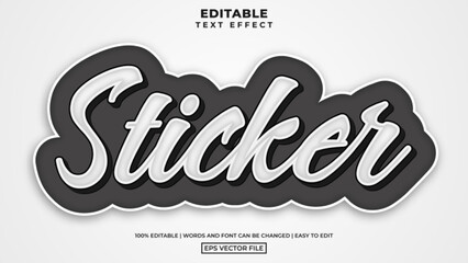 Modern black sticker editable text effect template, youth style