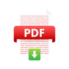 Canvas Print - Download PDF button. Downloading document concept. File with PDF label and down arrow sign. Vector illustration.