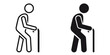 ofvs193 OutlineFilledVectorSign ofvs - elderly people vector icon . isolated transparent . senior . grandfather or grandmother silhouette . black outline and filled version . AI 10 / EPS 10 . g11532