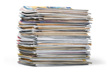 Wall Mural - Pile of newspapers on white background