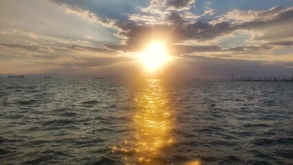 Poster - Sunset view on the sea in Thessaloniki, Greece.