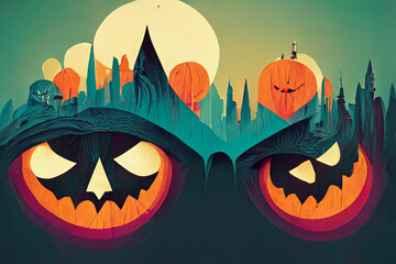 Halloween Night digital illustration, Happy Halloween art