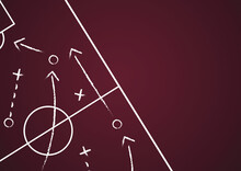 Background Of Soccer Team Formation And Tactic Drawing On The Green Football Board