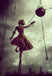 Marionetten an Seilen in der Luft Surreal Abstrakt Digitale Art Illustration AI Grafik Design