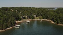Aerial Panoramic View Of Lake Lanier In Georgia Shot In 4k By A Drone During Fall Of 2022