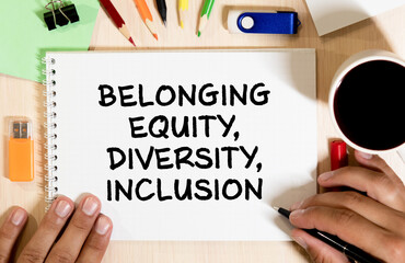 message with the written word equity, identity, diversity, inclusion