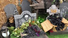 People Arrange Different Tombstones Near The House On Halloween They Find It Interesting And Beautiful There Are Also Broken Boards Spiders Baskets And Crosses Halloween Is Not For Faint Of Heart