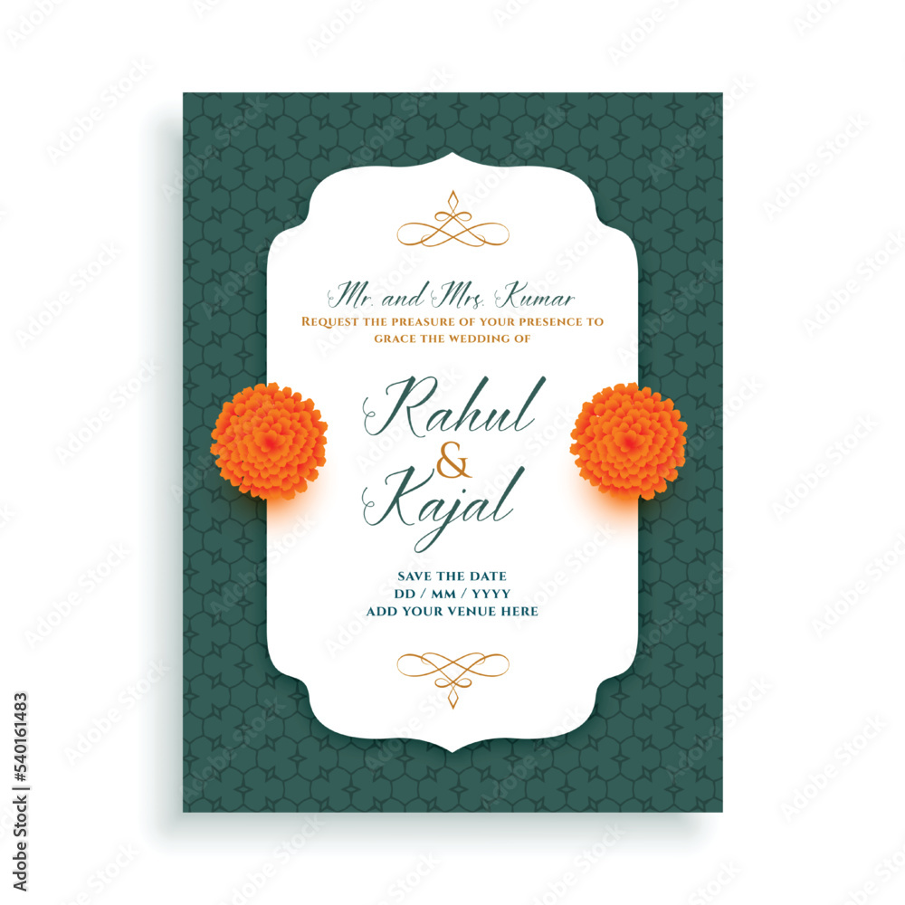 indian wedding invitation card lovely template design