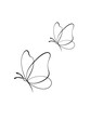 Butterflies are drawn in single line art style. Tattoo art. Printable art.